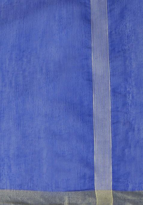 Women Blue And Gold Toned Solid Dupatta