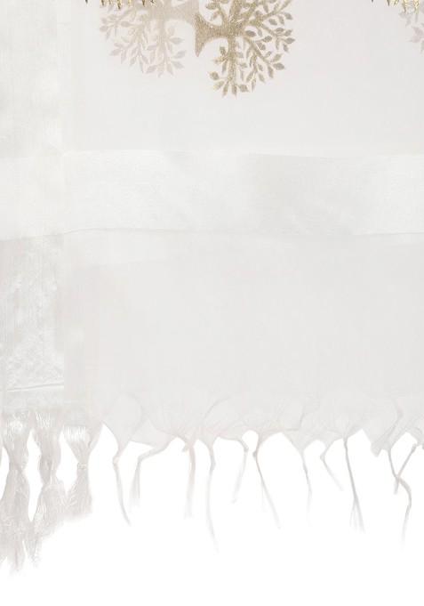 White And Gold Coloured Embroidered Dupatta