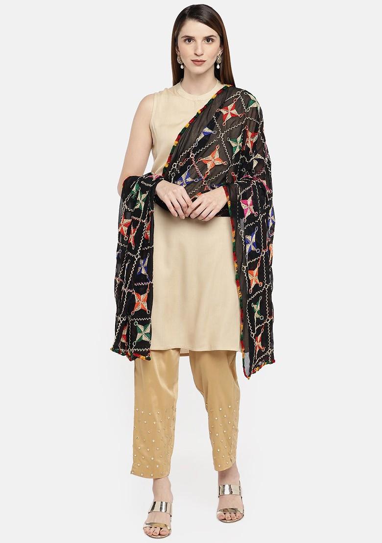 Black Embroidered Dupatta