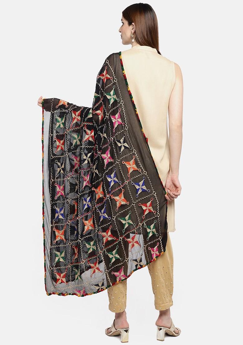 Black Embroidered Dupatta