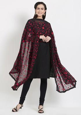 Black Embroidered Dupatta