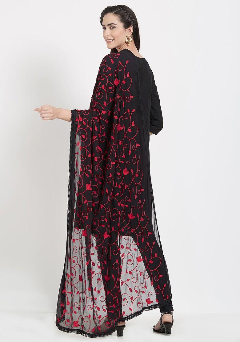 Black Embroidered Dupatta