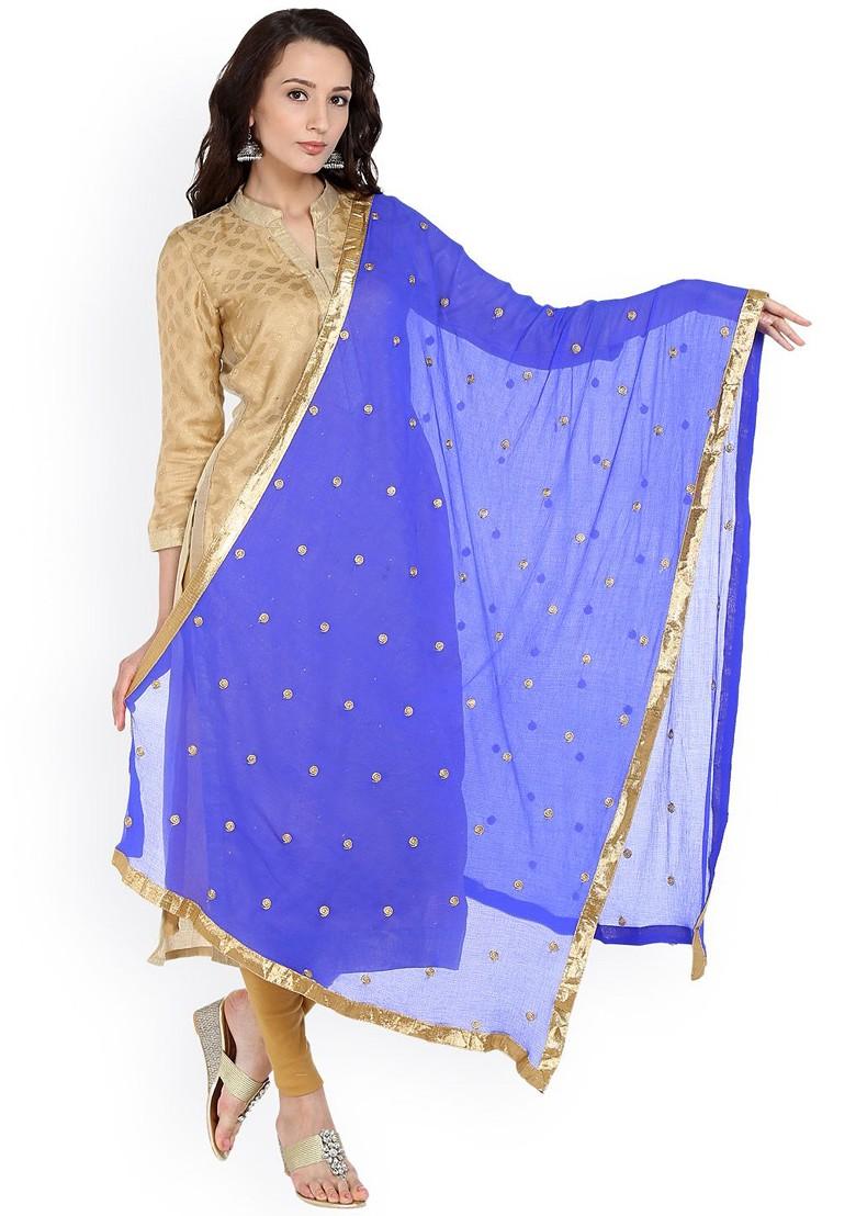 Blue Embroidered Dupatta