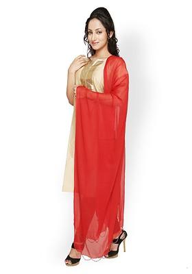 Women Red Chiffon Dupatta