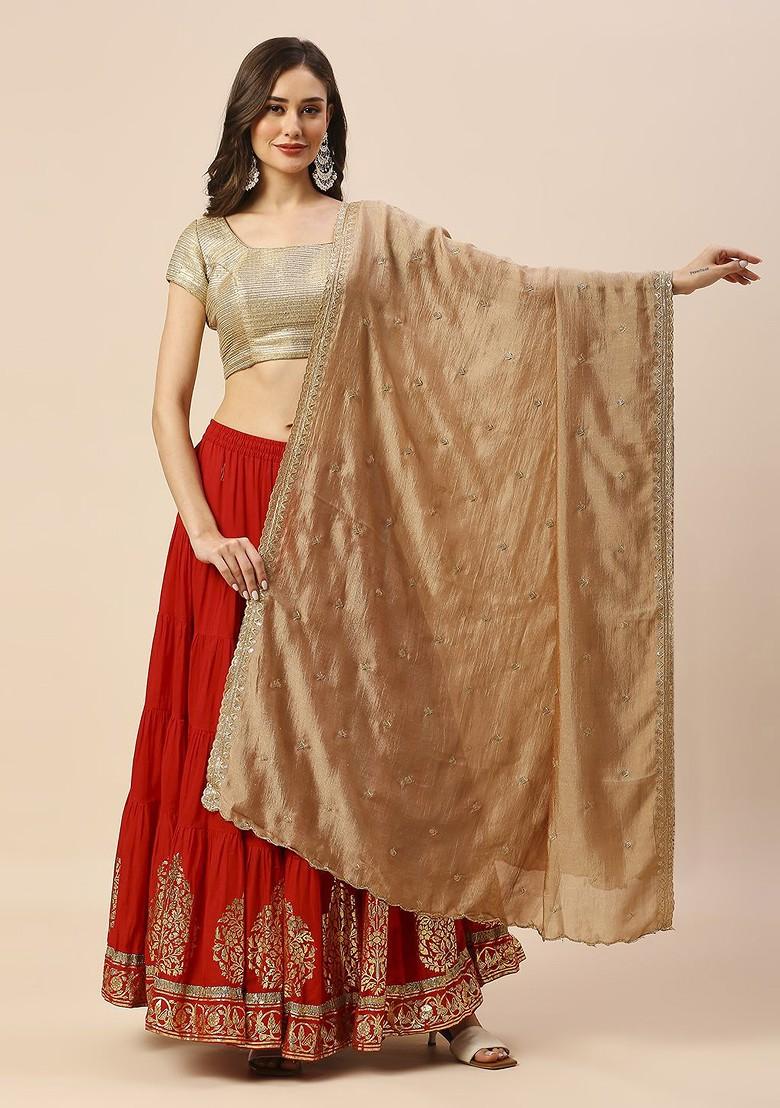 Floral Embroidered Sequinned Dupatta