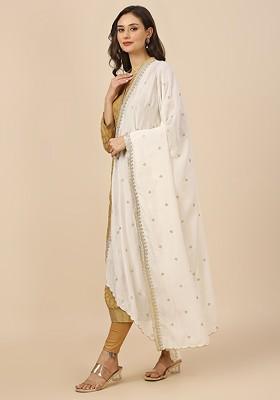 Floral Embroidered Sequinned Dupatta