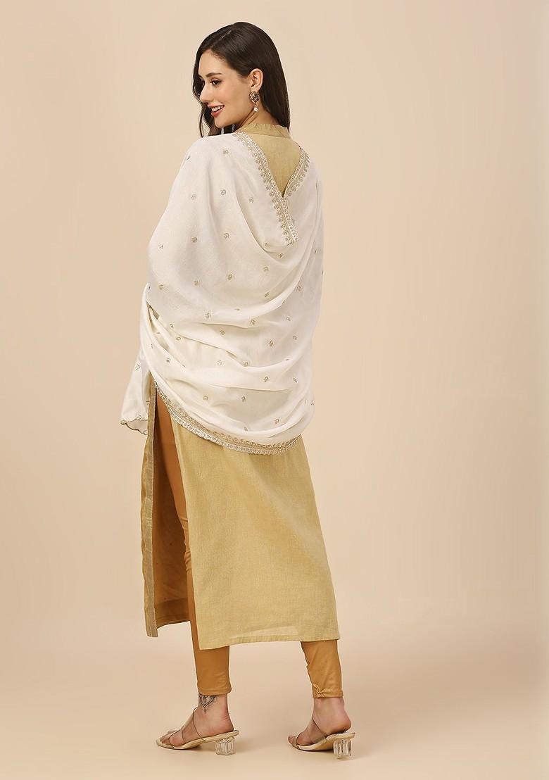 Floral Embroidered Sequinned Dupatta