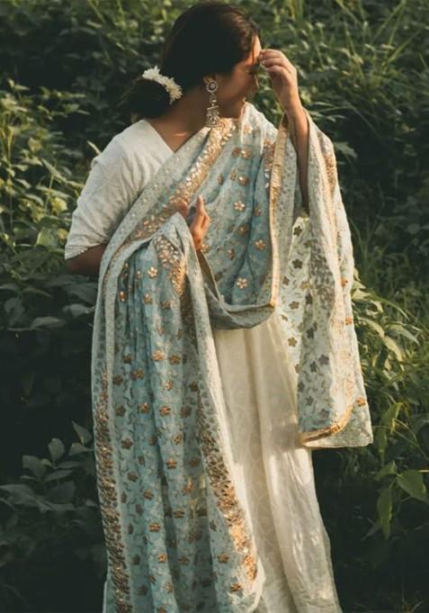Embroidered Dupatta With Gotta Patti