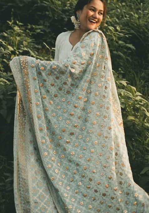 Embroidered Dupatta With Gotta Patti
