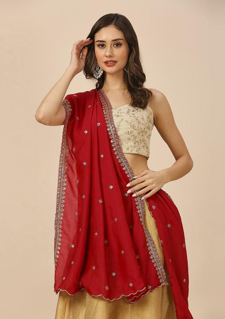 Floral Embroidered Sequinned Dupatta