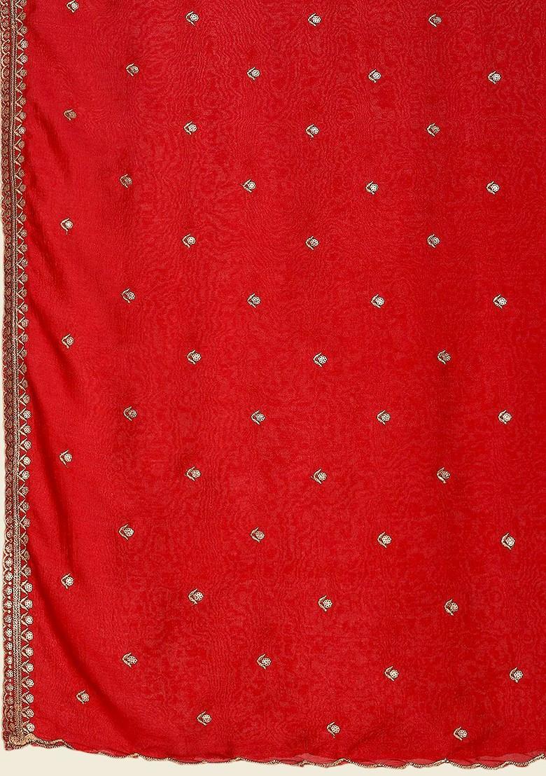 Floral Embroidered Sequinned Dupatta