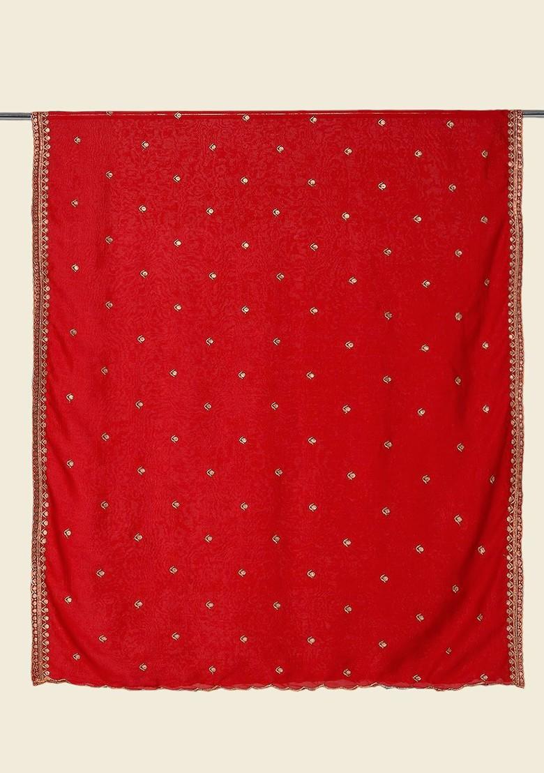 Floral Embroidered Sequinned Dupatta