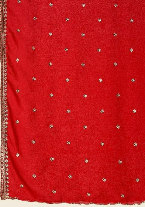 Floral Embroidered Sequinned Dupatta