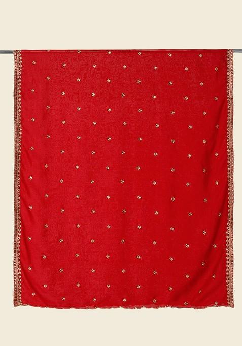 Floral Embroidered Sequinned Dupatta