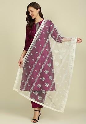 Embroidered Net Dupatta