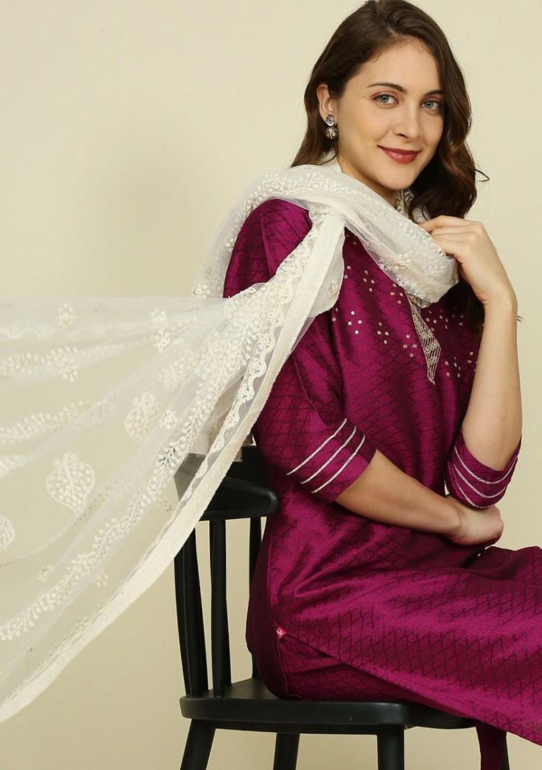 Embroidered Net Dupatta