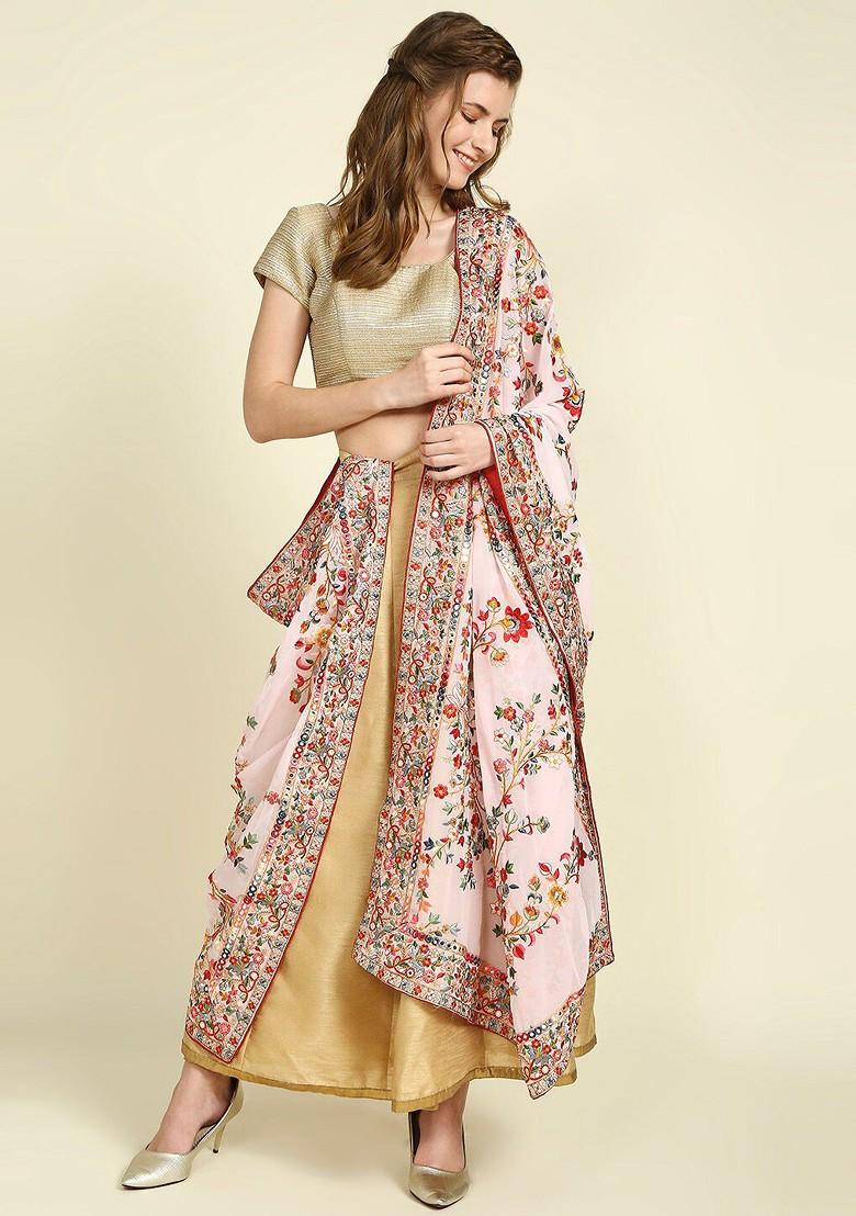 Women Embroidered Dupatta With Mirror Work