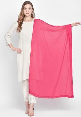 Pink Solid Dupatta