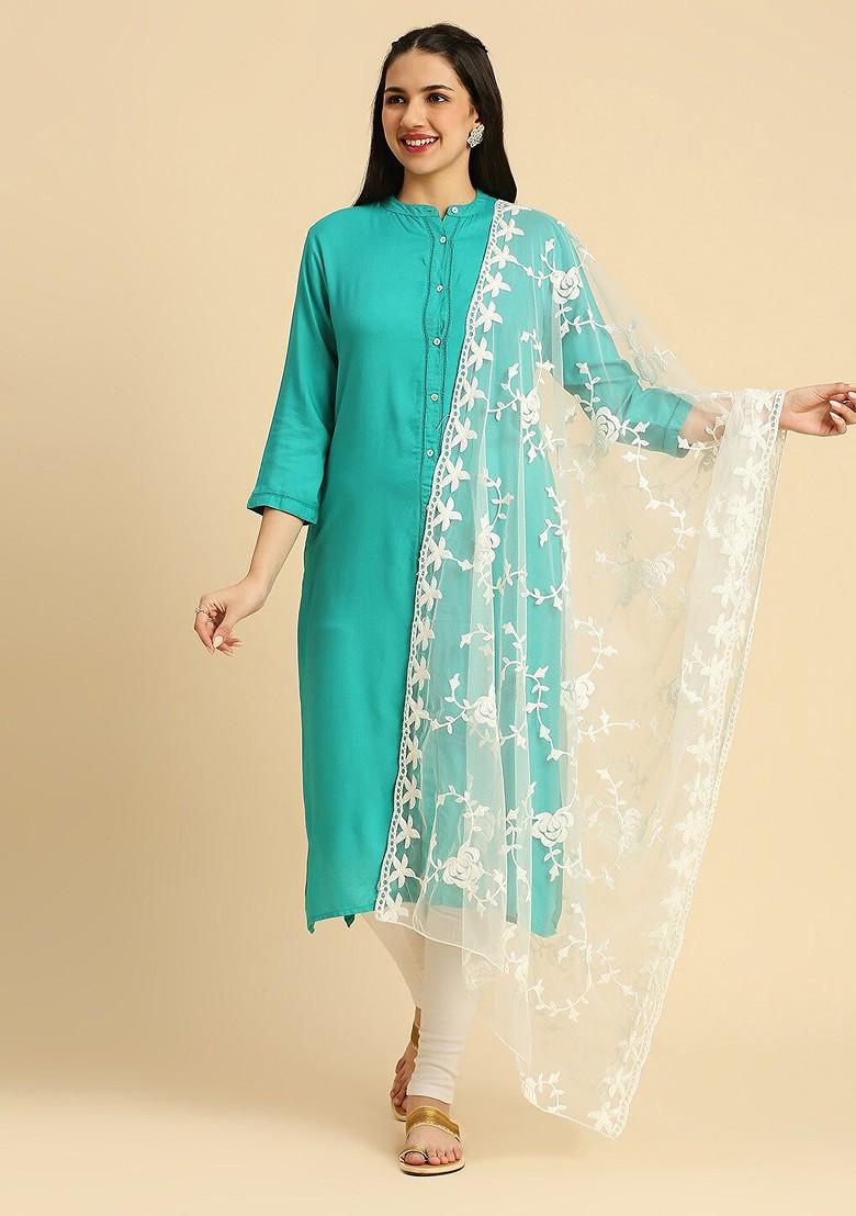 Embroidered Net Dupatta