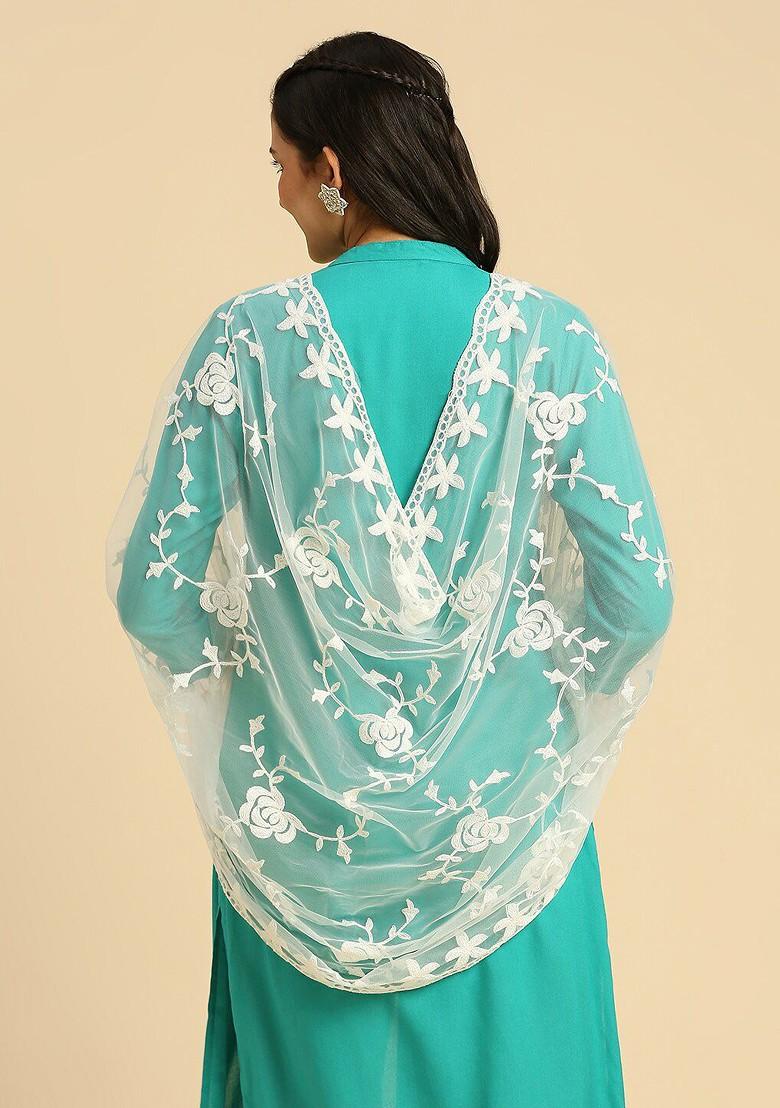Embroidered Net Dupatta
