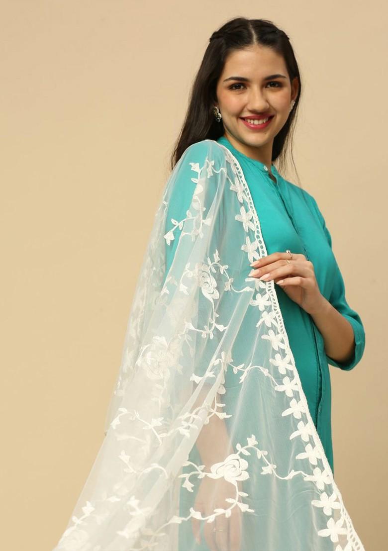 Embroidered Net Dupatta