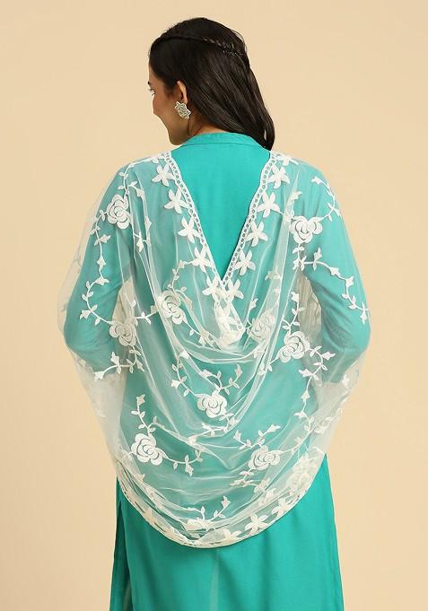 Embroidered Net Dupatta