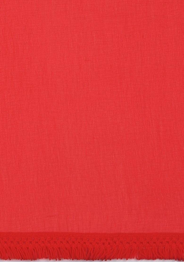 Women Red Solid Dupatta