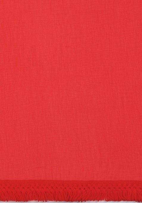 Women Red Solid Dupatta