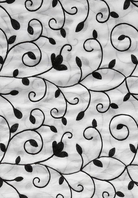 White And Black Embroidered Chiffon Dupatta