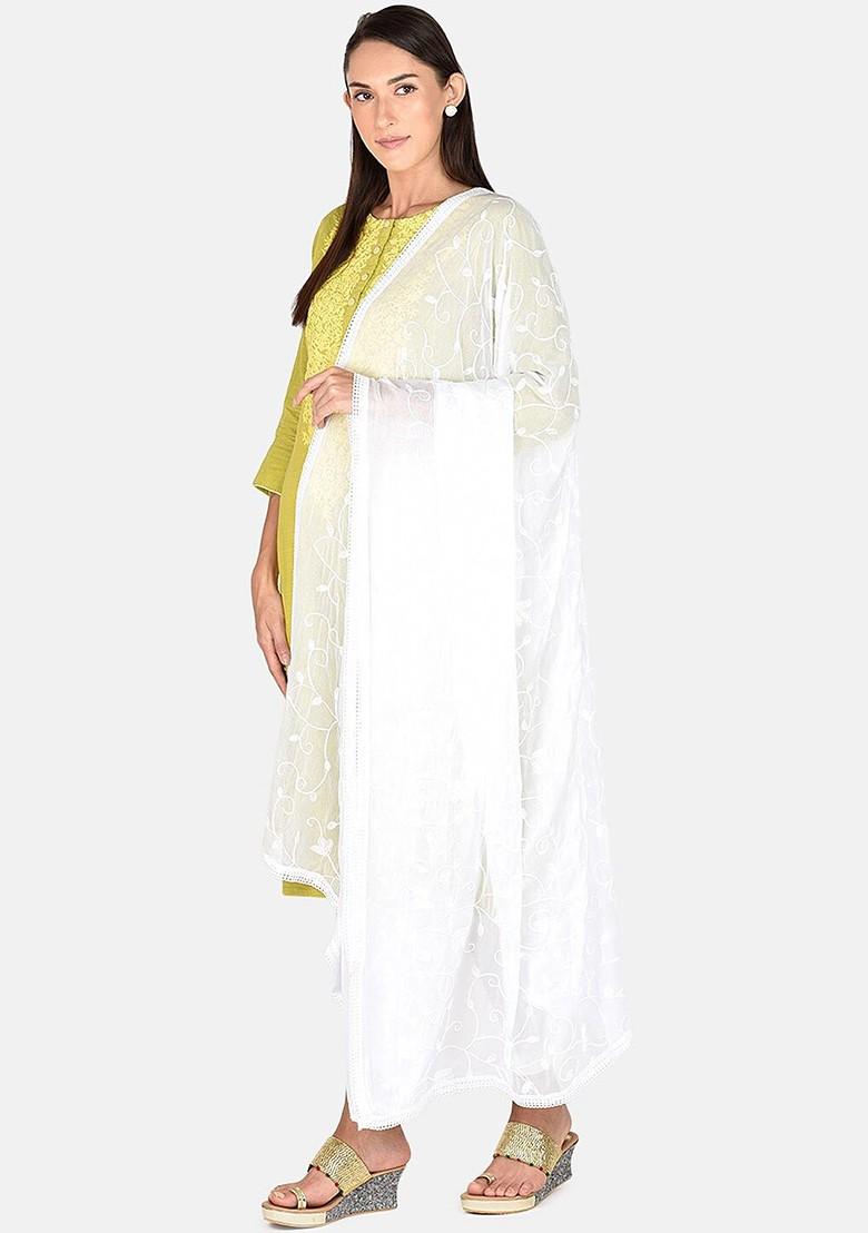 White Embroidered Dupatta