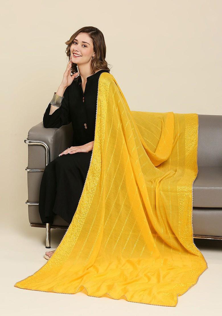 Striped Dupatta With Sequinned