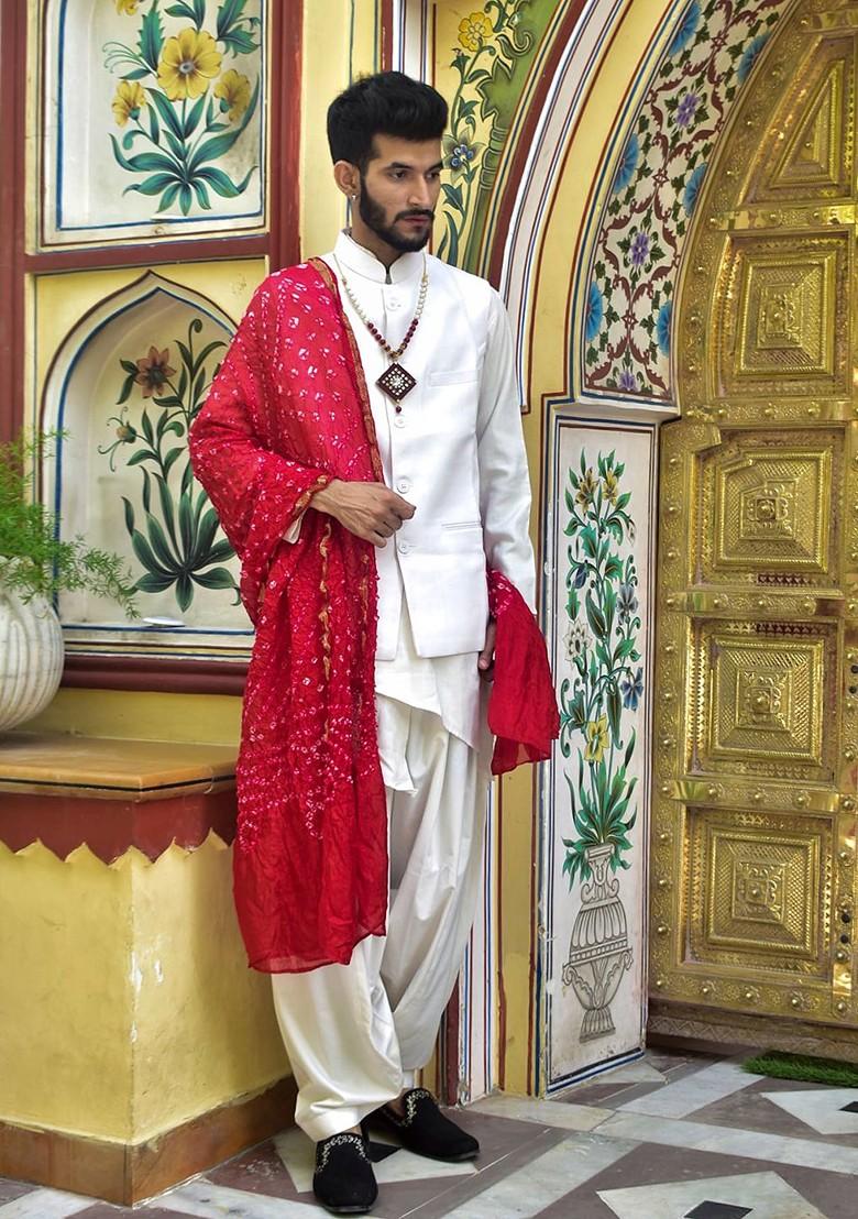 Red And White Dyed Dupatta