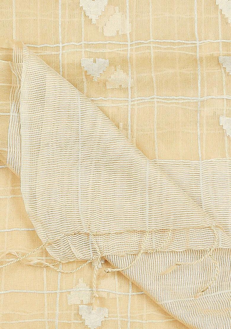 Gold Toned And Silver Toned Woven Design Organza Dupatta