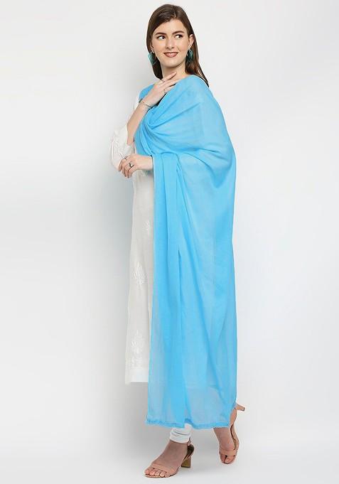 Blue Pure Cotton Dupatta