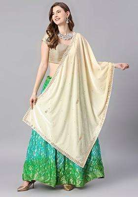 Embroidered Velvet Dupatta With Gotta Patti