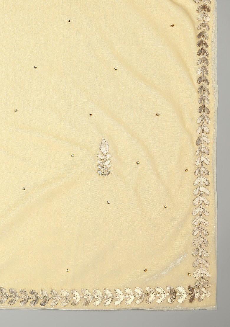 Embroidered Velvet Dupatta With Gotta Patti