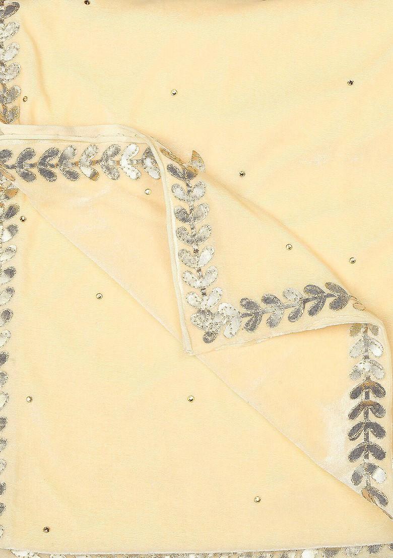 Embroidered Velvet Dupatta With Gotta Patti