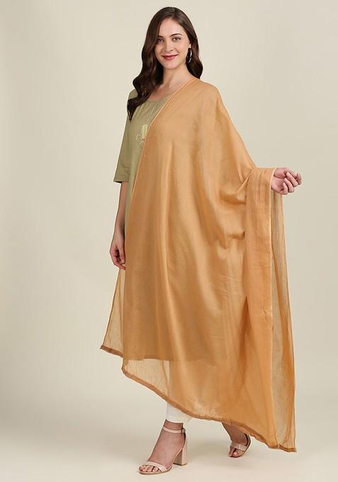 Beige Pure Cotton Dupatta