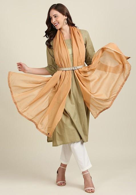 Beige Pure Cotton Dupatta