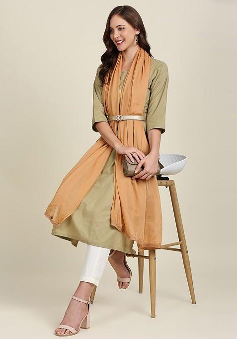 Beige Pure Cotton Dupatta