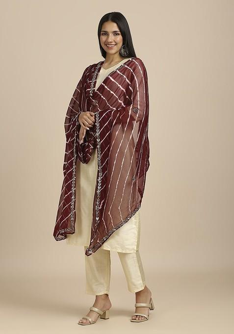 Leheriya Printed Embellished Dupatta