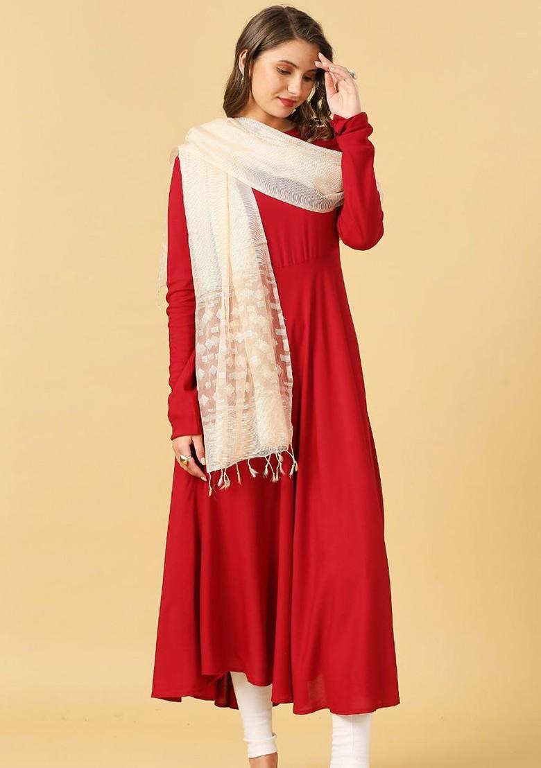 Geometric Woven Design Organza Dupatta