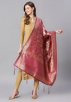 Woven Design Dupatta With Zari