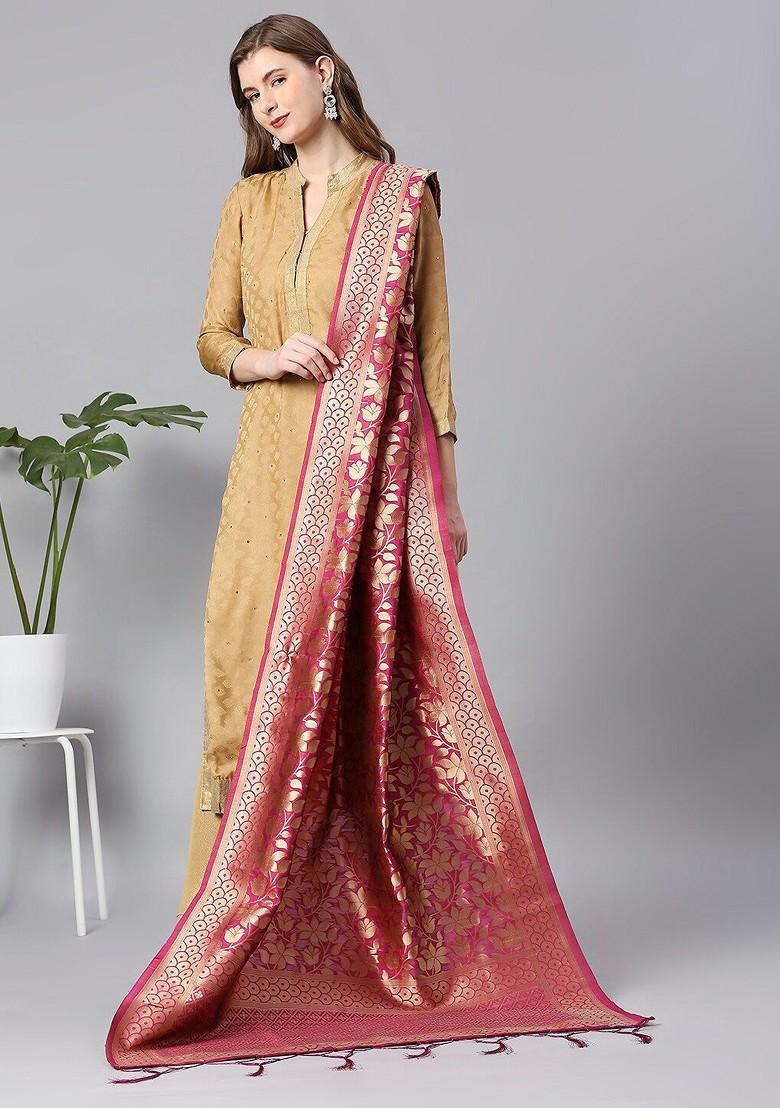 Woven Design Dupatta With Zari