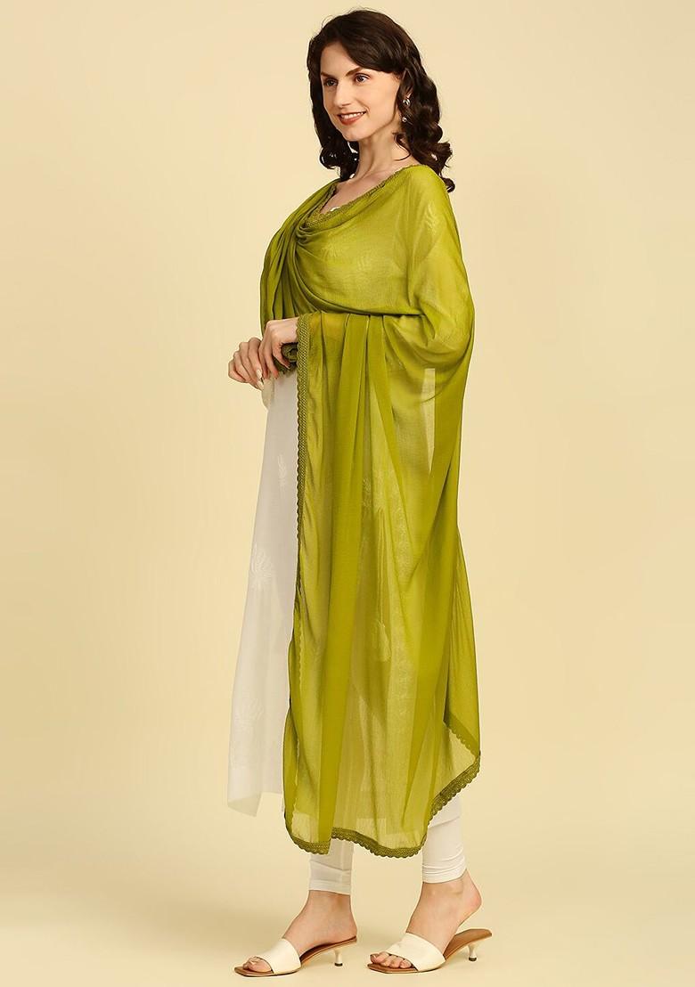Olive Green Solid Dupatta