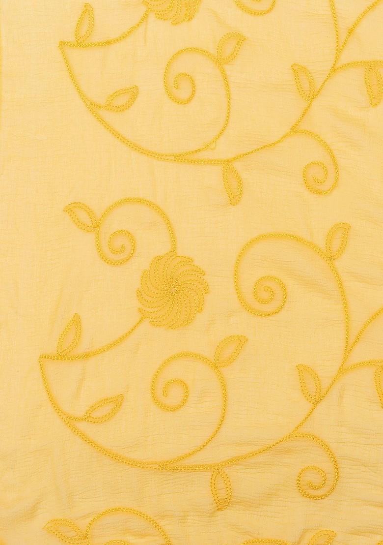 Women Yellow Embroidered Dupatta