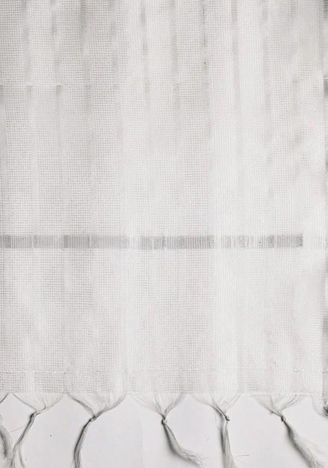 White And Silver Toned Woven Design Dupatta