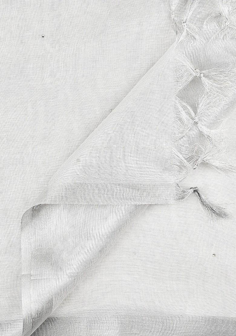 Silver Toned Solid Dupatta