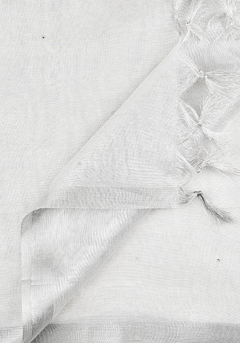 Silver Toned Solid Dupatta