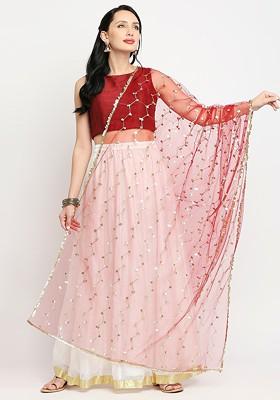 Ethnic Motifs Embroidered Dupatta With Gotta Patti